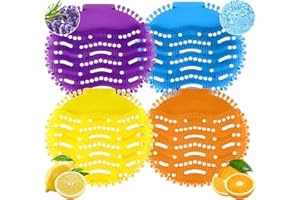 BEBESTER 12 Pcs Urinal Screens Deodorizer, Urinal Mats Scented Splash Mat Deodorizer Fresh Pads for Toilet, Bathroom, Restaurants, Offices, Schools, Hotels (Yellow & Purple & Blue & Orange)
