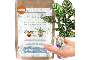 VIRHEA granulat żelowy do roślin | Automatyczne nawadnianie podczas wakacji | Wewnątrz i na zewnątrz | E-Book w ofercie | 500 g torebki | Nadaje się do 600 litrów ziemi doniczkowej