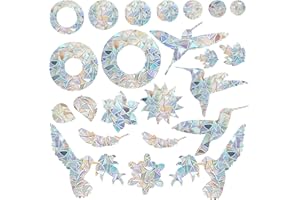 CATELL 24 Piezas Pegatinas de Anticolisión de Ventanas Calcomanías de Pájaros Pegatinas Reflectantes para Ventanas de Cristal Anticolisión de Ventanas de Aves para Ventanas de Vidrio, Puertas de Vidrio