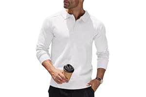 COOFANDY Pull Homme à Col Polo Manches Longues Pull Tricoté en Maille Classique Pullover Homme Hiver Decontracté Business Pull Couleur Unie Slim Fit