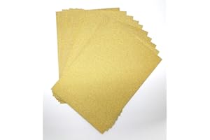 HABERCRAFTS Cartulina dorada A4 con purpurina que no se desprende, hojas brillantes para manualidades, 250 g/m², cartulina con purpurina sin ácidos (dorado, 10 hojas)