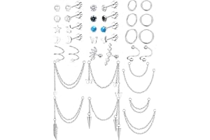 KALVICA 20G Helix Piercing Knorpel Ohrringe für Damen Edelstahl Ohrstecker Creolen Set Tropfen Ohrringe Kette Kleine Stern Mond Opal Flat Back Ohrstecker Hypoallergen Helix Tragus Piercing