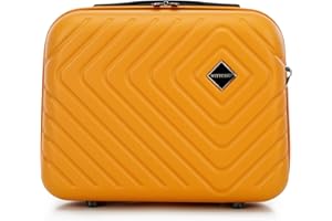 WITTCHEN Cube Line Walizka z tworzywa ABS, prosta geometryczna tłoczenie, 4 kółka z wyciąganym uchwytem zamek szyfrowy, Kolor: pomarańczowy, Trousse de toilette, Kosmetyczka