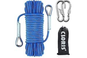 CLORIS Kletterseil 10mm Home mit Sicherheitsschloss Feuer Fluchtseil 10M 15M 20M, Multifunktionsschnur Sicherheitsseil für Wandern Höhlenforschung Camping Rettung Exploration und Ingenieurschutz (Blue, 20M)