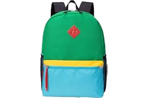 HawLander Little Kids Backpack, Toddler School Bag for Boys Aged 3 4 5 6 7 Years, with Chest Strap, Green Blue