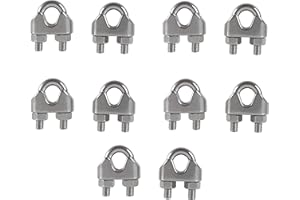 RSHUHX M6 Serre-câbles Etrier U Boulon Clip de Câble 304 Acier inoxydable Selle de pince de Câble Câble métallique Clips pour etendoir linge exterieur10PCS