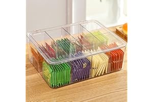 SYXLS Caja De Almacenamiento De Bolsos De Té Syxls con 8 Bolsas De Té Divididas, Extraíbles, Transparentes, Cajas De Té, Café, Especias, Encimera De Cocina, Armarios, Trastero，Organizador Infusiones