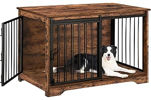 Hzuaneri Hundekäfig Möbel, 100cm hundebox für zuhause, Schiebetüren, 2 Tür, Moderne hundebox Holz Indoor für kleine/mittlere/große Hunde, Hundekäfig für Zuhause, 100 x 60 x 68 cm, Vintagebraun