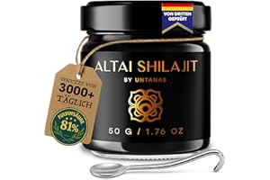 ‎UNTANAS Altai Shilajit-Harz - 50g Hochdosiertes Reines Shilajit, 87+ Mineralien, Fulvinsäure - Schwermetallgeprüft & Kaltwassergefiltert - Natürlich - Für mehr Balance und Vitalität - 4 hat