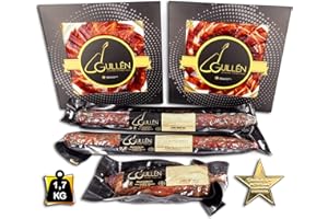 GUILLEN JAMONES Y EMBUTIDOS Surtido Embutidos Ibericos de GUIJUELO 1,7 kg - Lote Ibericos Degustacion con Jamon Iberico + Lomito Iberico Bellota + Chorizo Iberico Bellota Vela + Salchichon Iberico Bellota Vela