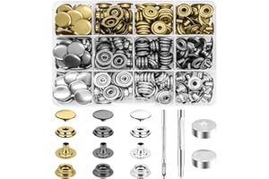 Nadisean 300 Pezzi Bottoni Automatici a Pressione, 15mm Bottoni a Pressione Metallo di 3 Colori, Bottoni Automatici Metallo, Bottoni Automatici In Acciaio Inox con Strumenti per Cuoio Camicia Zaini