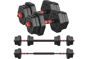 SONGMICS Juego de Mancuernas 10/20/30 kg, Mancuerna Ajustable, Peso Hexagonal para Entrenamiento, Fitness, Levantamiento en Casa, Gimnasio