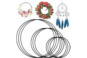 LONGHONEYSONG 9 Stück Metallringe zum Basteln, Metallring 10cm/15cm/20cm Metallringe Eiserne Hochzeit Geschen Ringe zum Aufhängen Traumfänger Ringe Hochzeitskranz DIY Floral Häkeln Bastelringe Metall Schwarz