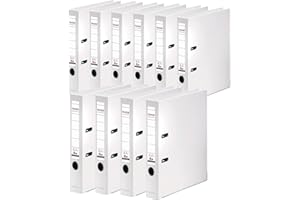 Falken - Confezione da 10 raccoglitori ad anelli con rivestimento in plastica per esterni e interni, larghezza 5 cm, DIN A4, colore: Bianco