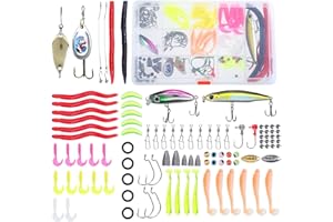 XSTARG 114 Pcs Fishing Lure Kits Mixed Including Spinners, Fishing Lures Tackle Kit for Freshwater Saltwater, Fish Gear Lures Equipment for Bass Trout, Great Fish Gift for Fathers