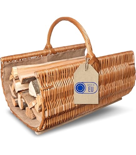 Panier à bûches en osier fait main | Décoration écologique