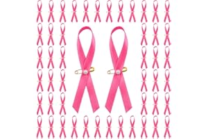 Craffancy - Lot de 100 broches en satin rose pour sensibilisation au cancer du sein, ruban rose à motif avec épingles à nourrice pour homme et femme
