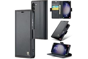 Rerzoiro Handyhülle für Samsung Galaxy S23 Hülle, Premium PU Leder Klapphülle RFID Schutzhülle Magnet Kartenfach Standfunktion Flip Wallet Tasche Case Kompatibel Samsung S23, Schwarz