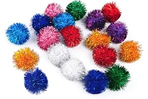 VOVIGGOL 20st 5CM Katzenbälle für Katzen Funkeln Große Größe, Glitzerkatze Pom Pom Ball Fuzzy Katzenbälle Lametta Bälle für Kätzchen Indoor (Sortierte Farbe Zufällig)