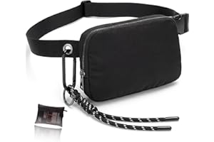 AleFlowSolutions Bolso Riñonera Mujer Negra Grande Impermeable, Riñonera para Festival, Viaje y Deporte con Correa Ajustable 50-100 cm, Incluye Neceser de Regalo