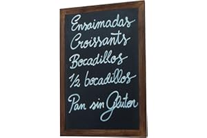 ALAPIZARRA Pizarra negra marco madera vintage. 128 x 30 cm. Apta para tizas y rotuladores de borrado al agua. Pizarra enmarcada en madera natural color nogal rústico. Ideal para decoración, hostelería, bares.