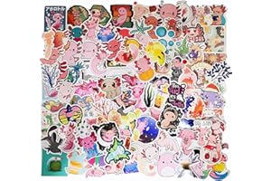 TRCOUSOA 100 PCS Axolotl Stickers for Water Bottles,Cute Vinyl Waterproof Laptop Skateboard Stickers Aesthetic PC Hydroflask Phone Stickers for Kids Girls