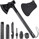 Japaknives 10 in 1 Survival Axe Camping with Knife and Compass | Versatile, freely combinable, portable survival kit, gift fo