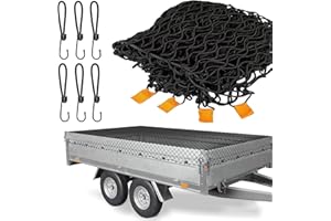 MEYUXG Red para remolque de malla fina, 1,5 x 2,2 m, color negro, red de seguridad y protección para mercancías, con 6 hebillas de montaje