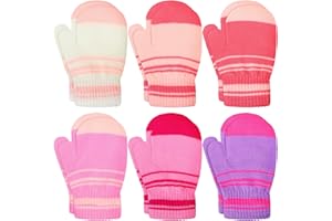 SATINIOR 6 Pairs Winter Kids Gloves Warm Knitted Toddler Baby Gloves Soft Thick Stretchy Mitten for Boys Girls 1-4 Years
