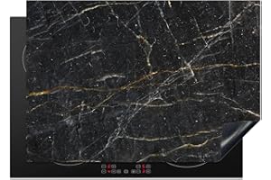 KitchenYeah© Copri Piano Cottura Induzione 75x52 cm Coprifornelli Fornello Proteggi Tutto per la Cucina Fornelli Marmo - Nero - Oro - Grigio - Struttura in marmo