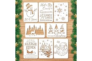 XIHIRCD 8stk Wiederverwendbare Weihnachtsschablonen, 28x20,3cm Große Merry Christmas-Schablonen Weihnachtsbaum Weihnachtsmann Winterferien-Vorlagen zum Malen auf Holz Bauernhaus Wänden Stoff