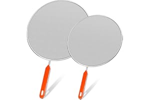 VR7 2Pc Splatter Screen for Frying Pan Metal Grease Splatter Guard, Non-Stick Extra Fine Mesh Weave for Cooking & Frying (Silver, 2pc (25cm,29cm))
