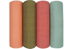 Peepeemax Langes Bebe 120x120 cm Lot de 4, Couverture Bébé en Coton et Bambou, Ultra Doux et Doux pour la Peau Mousseline Couverture d'emmaillotage pour Bébé Fille et Garçons, Vert foncé