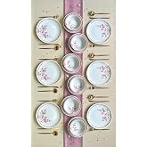 Erbaşlar Sakura &Ccedil;iceği L&uuml;x Seramik 18 Par&ccedil;a Yemek Takımı, 6 Kişilik Yemek Takımı Sakura 18 Par&ccedil;a
