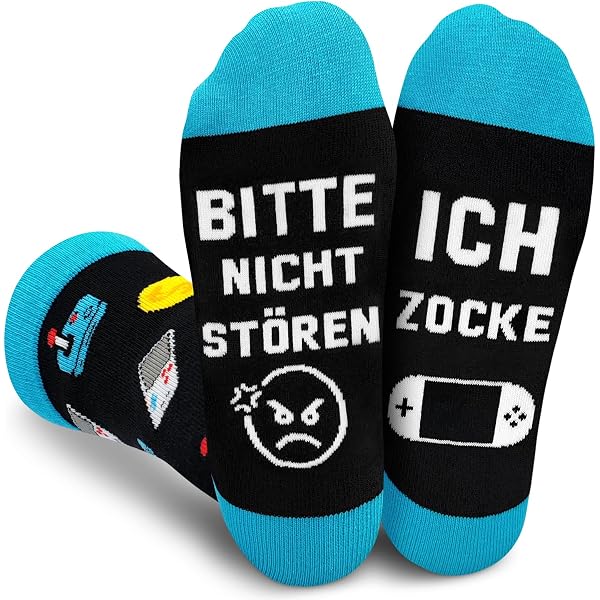 Calzini Divertenti Con Scritta Tedesca 'Bitte Nicht Stören Ich Zocke' - Per Giocatori, Taglia Unica 36-45, Cotone, Regalo Natale