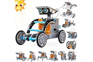 EPPO STEM Kit de Robot Solaire Jouets 12 en 1, Ensemble d'Expériences Scientifiques du Bâtiment éducatif Cadeaux pour Enfants Garçons Filles, Cadeaux pour Enfants de 8 9 10 11 12 13 Ans (Gris)