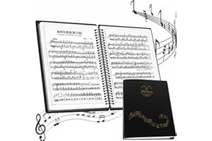 SUQ A4 60 Seiten Musikordner, Notenblatthalter, Notenmappe A4 Größe, Music Sheet Chormappe, Musik Thematik Aufbewahrungsmappe Cartoon Musical Instrument, Blatt Notenmappe Papier Dokumente