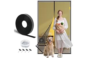 fowong Upgrades Fliegengitter Balkontür mit 10x Reißfestigkeit Nanogitter, 120x240 cm, verstärkte Magnet Fliegengitter-Tür Insektenschutz ohne Bohren für Balkontür bis 5 Jahren Garantie, Schwarz