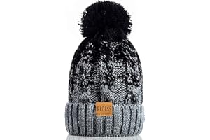 REDESS Cappello Invernale da Donna con Pom Pom Beanie Caldo Foderato in Pile Spesso Slouchy Snow Knit Chunky Baggy Skull Berretto da Sci