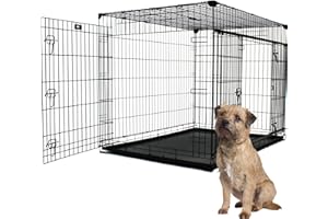 LUCKY DOG RUGGED. SUSTAINABLE. TIMELESS. Caisse pour Chien Pliable Taille M - Cage Chiens en Métal avec Portes Coulissantes Dimensions 76L x 53l x 61H - Lucky Dog