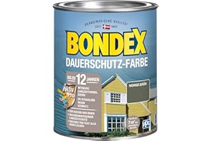 Bondex Dauerschutz Farbe Norge Grün 0,75 L für 7 m² | Hervorragende Farbstabilität | Wetter- und UV-Schutz - bis zu 12 Jahre | Seidenglänzend | Dauerschutzfarbe | Holzfarbe