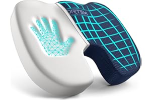 Fortem Poduszka na Krzesło, Poduszka Ortopedyczna, Poduszka Ortopedyczna do Siedzenia, Ortopedyczna Poduszka na Kość Ogonową, z Pianki Termoelastycznej, Pokrowiec z Możliwością Prania