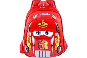 ZeYou Mochila infantil Cars, mochila escolar 3D McQueen, mochila infantil impermeable ajustable para niños niñas, mochila ligera para niños pequeños