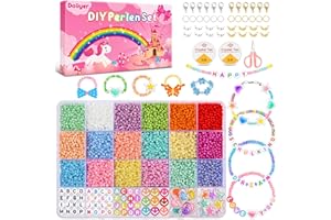 daliyer Geschenke für Mädchen, Adventskalender Mädchen Kinder, 7100 Stück Perlen zum Auffädeln,Bastelset Kinder ab 6 Jahre Armbänder Selber Machen,Mädchen Geschenk 6 7 8 Jahre,3MM Perlen für Armbänder