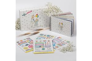 Happymots - Album Fotos Comunión Niña, 22cm x 15cm, Libro de Firmas Comunión Niña, Viene con Caja Protectora, Album Fotos para Pegar y Escribir, Set de Pegatinas Decorativas Incluido.