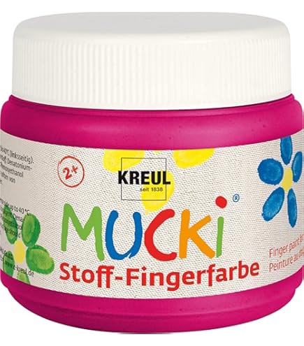 Kreul Mucki 24108 Peinture Pour Enfants - 80 Ml - Peinture à Base D'eau - Sans Paraben, Sans Gluten - Sans Lactose Et Végétalien - Lavable Avec Pinceau Et éponge
