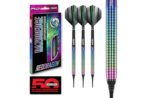 RED DRAGON Flechette Pointe Acier Plastique Razor Edge Spectron 85% Tungstene | 18g, 20g, 22g, 24g, 26g | Fléchettes Steeltip ou 18 gramme Softip | 3 Fléchette Professionnelle | 3 Ailettes | 3 Tiges