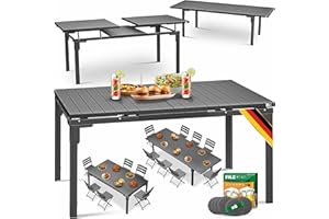 ‎KESSER KESSER® Gartentisch ausziehbar Esstisch 180/240x90cm erweiterbar bis 8 Personen Ausziehtisch mit pulverbeschichtetem Stahl-Gestell & HDPE Tischplatte Wetterfest & UV-Beständig inkl. 6 Filz-Untersetzer
