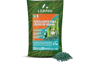 LERAVA® Abono para cesped verano (70m²) - Fertilizante granulado de liberación lenta - Nutrición completa para pasto verde y denso - para altas temperaturas - Mejora el crecimiento y resistencia