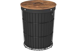 SONGMICS Wäschekorb mit Deckel, Wäschesammler rund, 95 L, vielseitig, herausnehmbarer Wäschesack, große Kapazität, für Waschküche, Schlafzimmer, Wohnzimmer, tintenschwarz LCB160B01